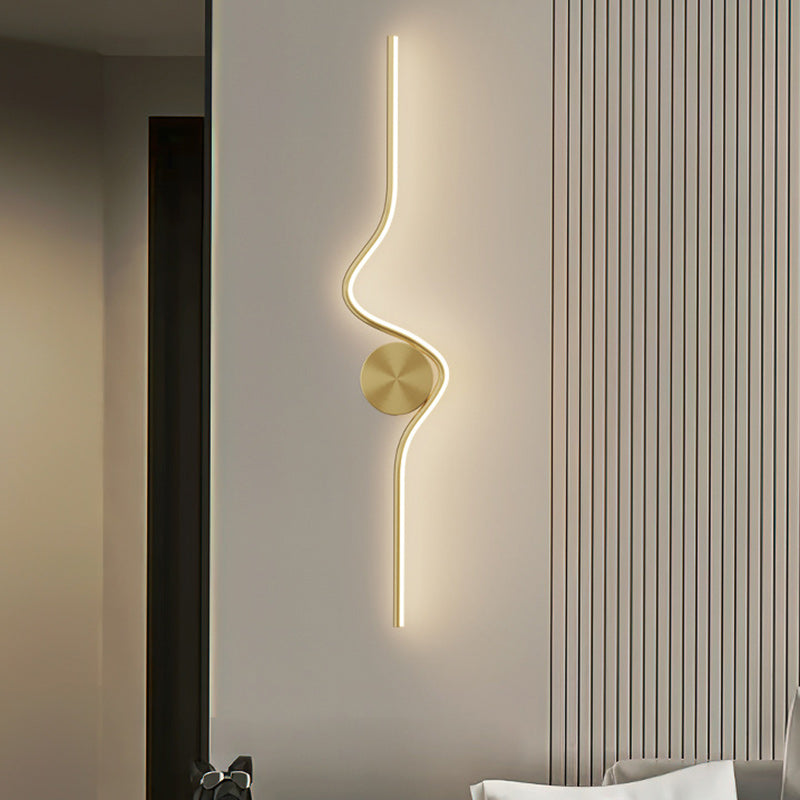 Modern Simplicity Round Line Bend Silicone Brass LED Wall Sconce Lamp For Bedroom