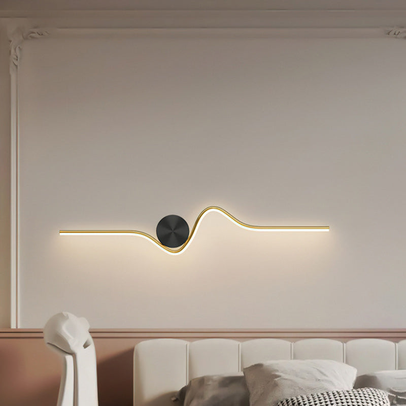 Modern Simplicity Round Line Bend Silicone Brass LED Wall Sconce Lamp For Bedroom