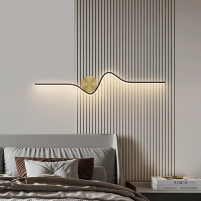 Modern Simplicity Round Line Bend Silicone Brass LED Wall Sconce Lamp For Bedroom