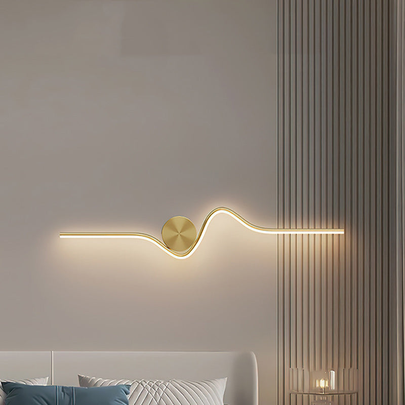 Modern Simplicity Round Line Bend Silicone Brass LED Wall Sconce Lamp For Bedroom