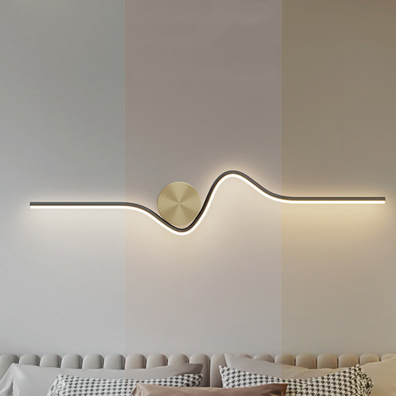 Modern Simplicity Round Line Bend Silicone Brass LED Wall Sconce Lamp For Bedroom