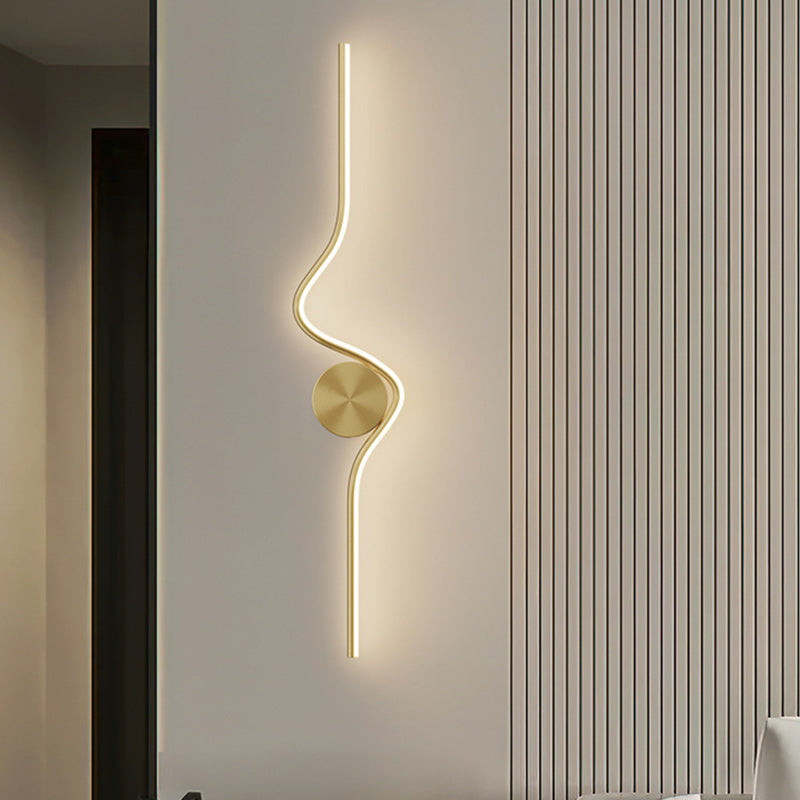 Modern Simplicity Round Line Bend Silicone Brass LED Wall Sconce Lamp For Bedroom