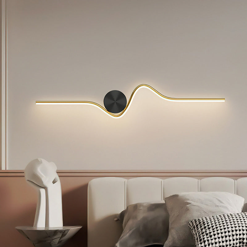 Modern Simplicity Round Line Bend Silicone Brass LED Wall Sconce Lamp For Bedroom