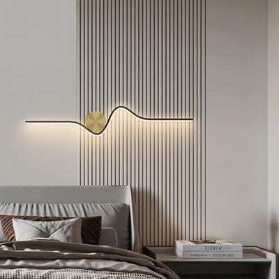 Modern Simplicity Round Line Bend Silicone Brass LED Wall Sconce Lamp For Bedroom