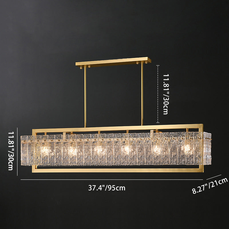 Modern Luxury Round Rectangle Glass Brass 5/6/8/10 Light Chandelier Island Light For Dining Room