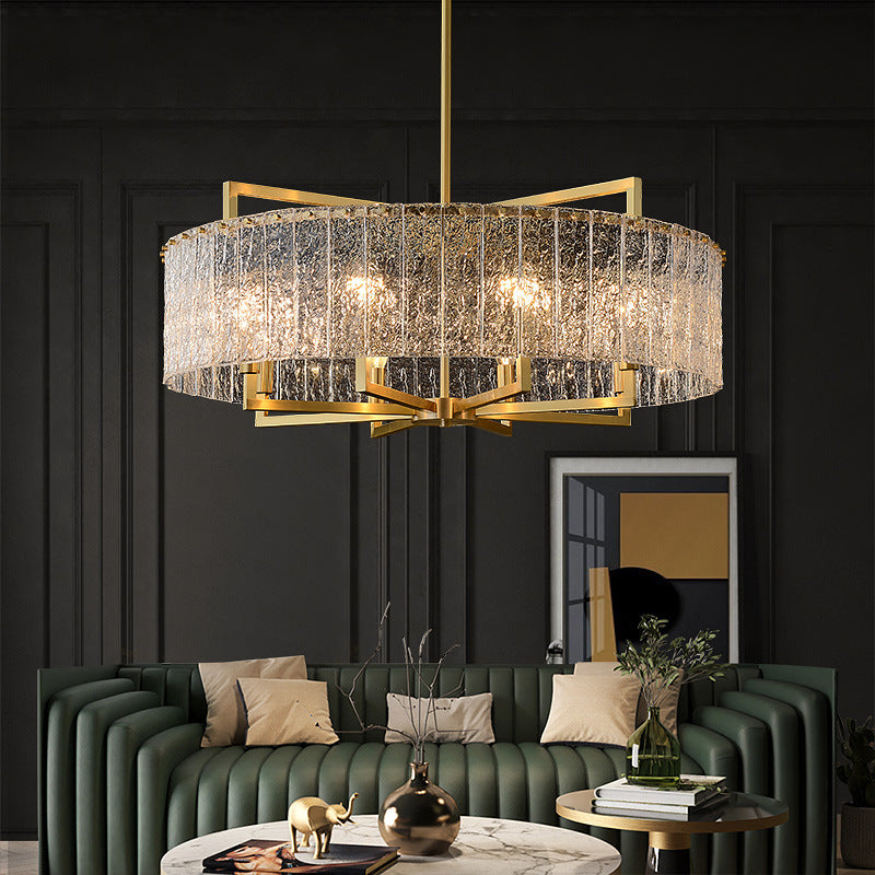 Modern Luxury Round Rectangle Glass Brass 5/6/8/10 Light Chandelier Island Light For Dining Room