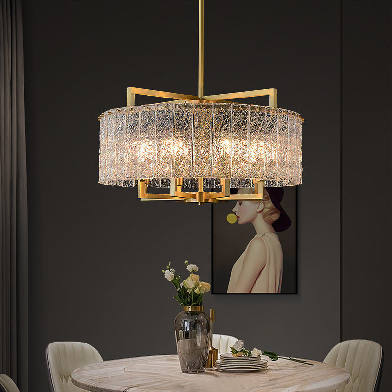 Modern Luxury Round Rectangle Glass Brass 5/6/8/10 Light Chandelier Island Light For Dining Room