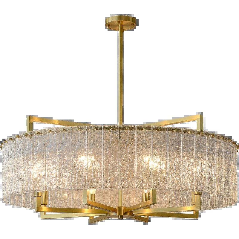 Modern Luxury Round Rectangle Glass Brass 5/6/8/10 Light Chandelier Island Light For Dining Room