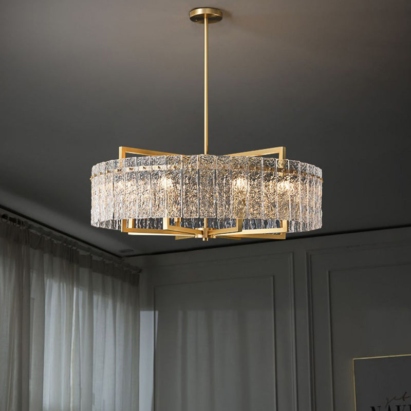 Modern Luxury Round Rectangle Glass Brass 5/6/8/10 Light Chandelier Island Light For Dining Room