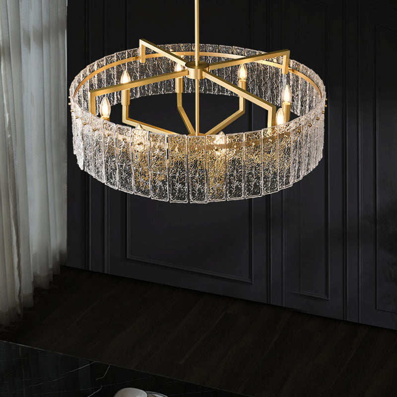 Modern Luxury Round Rectangle Glass Brass 5/6/8/10 Light Chandelier Island Light For Dining Room