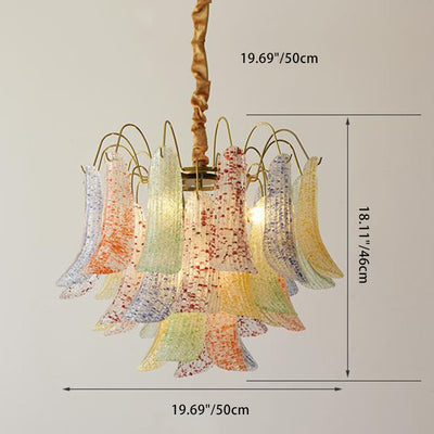 Traditional French Curved Branch Feather Glass Iron 5/6 Light Chandelier For Living Room