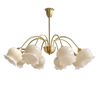 Traditional French Branching Bellflower Resin Brass 3/5/6/8 Light Chandelier For Living Room