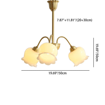 Traditional French Branching Bellflower Resin Brass 3/5/6/8 Light Chandelier For Living Room