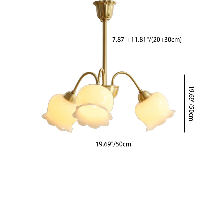 Traditional French Branching Bellflower Resin Brass 3/5/6/8 Light Chandelier For Living Room