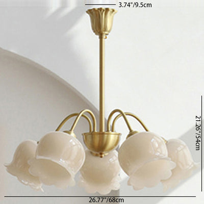 Traditional French Branching Bellflower Resin Brass 3/5/6/8 Light Chandelier For Living Room