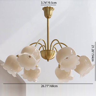 Traditional French Branching Bellflower Resin Brass 3/5/6/8 Light Chandelier For Living Room