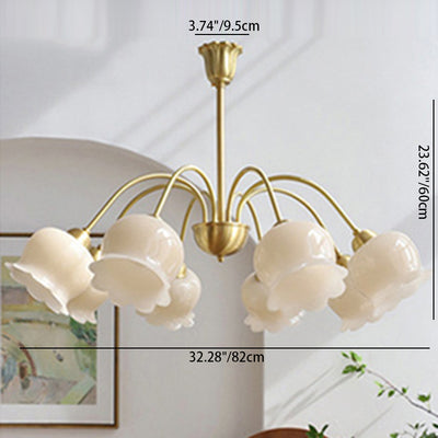 Traditional French Branching Bellflower Resin Brass 3/5/6/8 Light Chandelier For Living Room