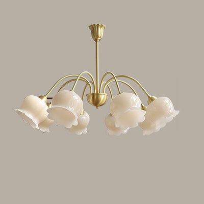 Traditional French Branching Bellflower Resin Brass 3/5/6/8 Light Chandelier For Living Room