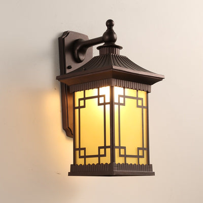 Traditional Rustic House Rectangle Square Glass Aluminum 1-Light Wall Sconce Lamp For Bedroom