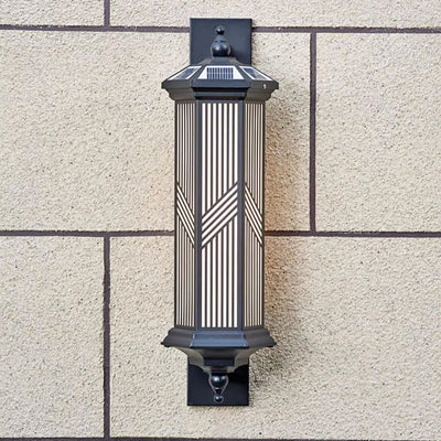 Traditional Chinese Hexagonal Column Waterproof Solar PC Aluminum LED Wall Sconce Lamp For Garden