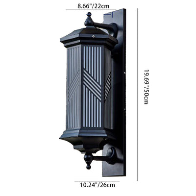 Traditional Chinese Hexagonal Column Waterproof Solar PC Aluminum LED Wall Sconce Lamp For Garden