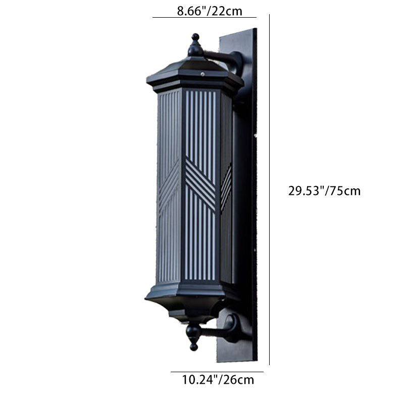 Traditional Chinese Hexagonal Column Waterproof Solar PC Aluminum LED Wall Sconce Lamp For Garden