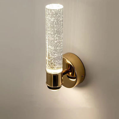 Modern Luxury Round Cylinder Bubbles Acrylic Crystal Aluminum LED Wall Sconce Lamp For Living Room