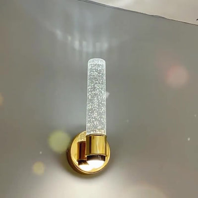 Modern Luxury Round Cylinder Bubbles Acrylic Crystal Aluminum LED Wall Sconce Lamp For Living Room