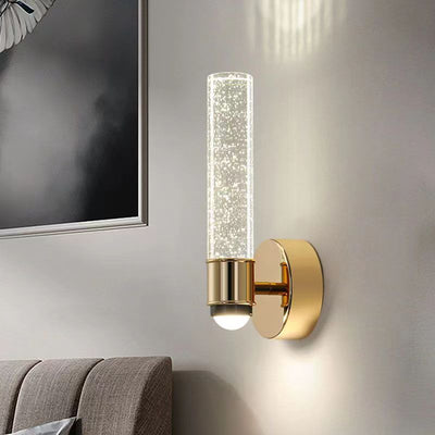 Modern Luxury Round Cylinder Bubbles Acrylic Crystal Aluminum LED Wall Sconce Lamp For Living Room