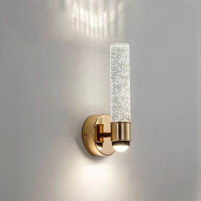 Modern Luxury Round Cylinder Bubbles Acrylic Crystal Aluminum LED Wall Sconce Lamp For Living Room