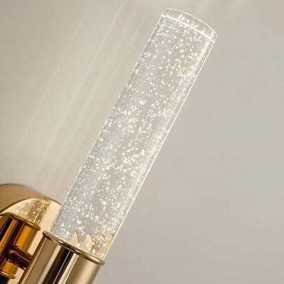 Modern Luxury Round Cylinder Bubbles Acrylic Crystal Aluminum LED Wall Sconce Lamp For Living Room