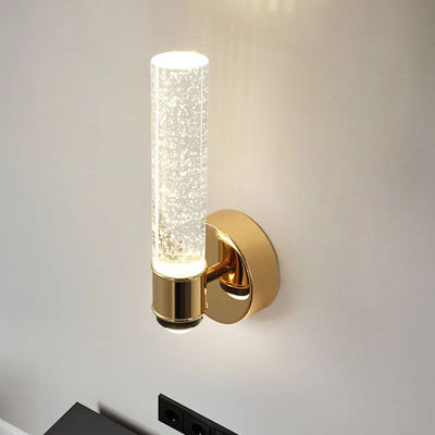 Modern Luxury Round Cylinder Bubbles Acrylic Crystal Aluminum LED Wall Sconce Lamp For Living Room