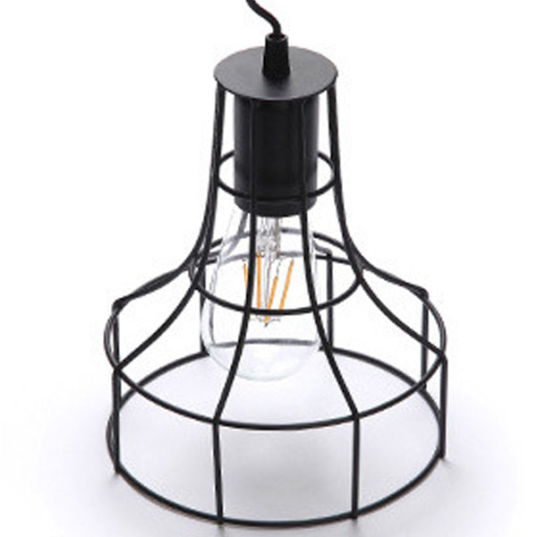 Modern Minimalist Round Skeleton Column Glass Plastic Iron LED Pendant Light For Living Room