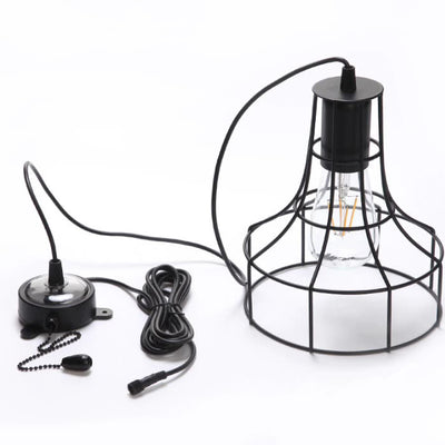 Modern Minimalist Round Skeleton Column Glass Plastic Iron LED Pendant Light For Living Room