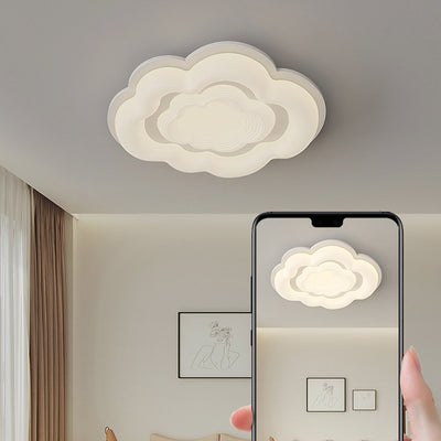 Modern Art Deco Clouds Cream PE Iron LED Flush Mount Ceiling Light For Living Room