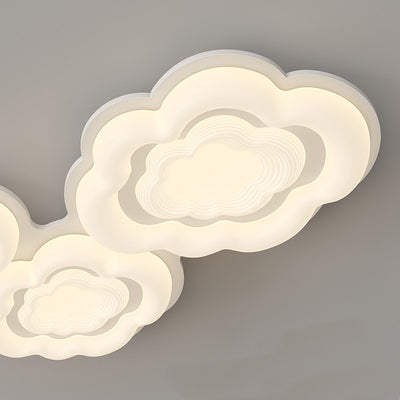 Modern Art Deco Clouds Cream PE Iron LED Flush Mount Ceiling Light For Living Room