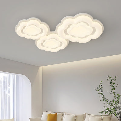 Modern Art Deco Clouds Cream PE Iron LED Flush Mount Ceiling Light For Living Room