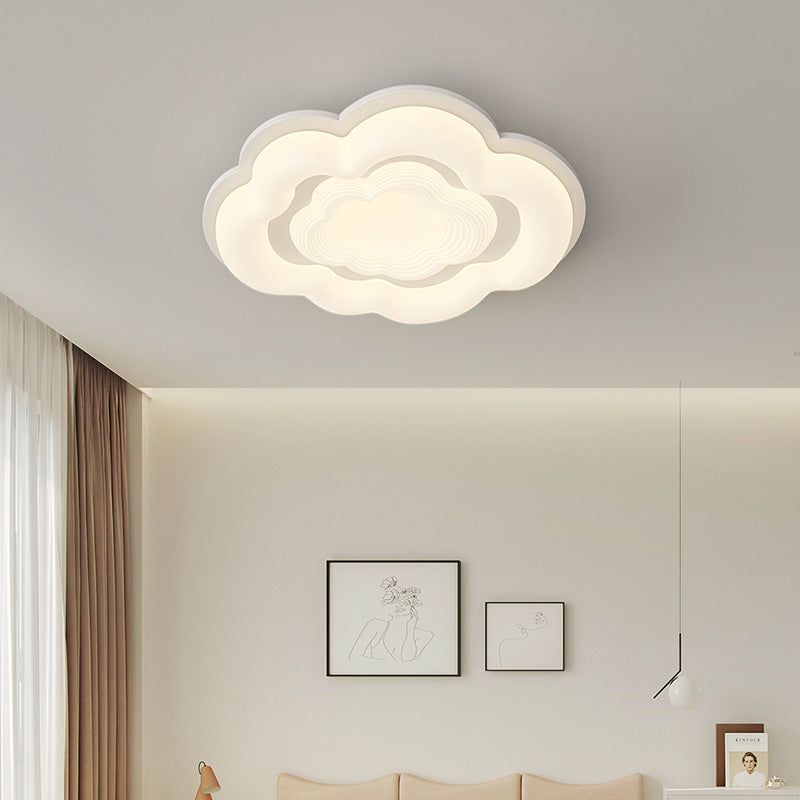 Modern Art Deco Clouds Cream PE Iron LED Flush Mount Ceiling Light For Living Room