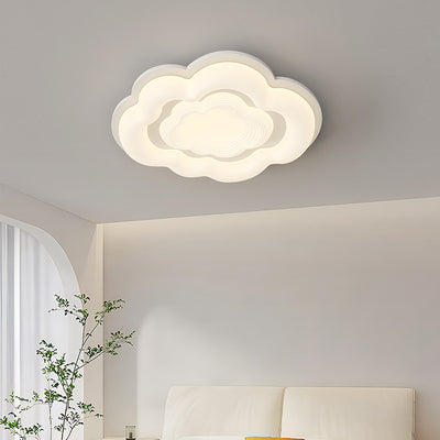 Modern Art Deco Clouds Cream PE Iron LED Flush Mount Ceiling Light For Living Room