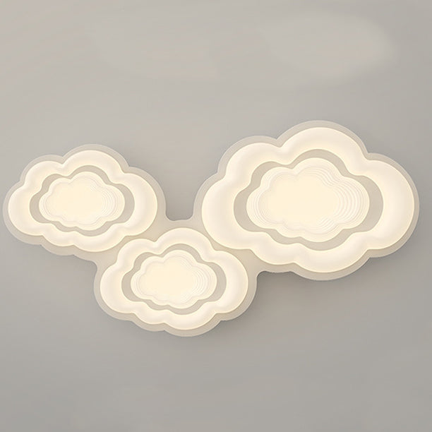 Modern Art Deco Clouds Cream PE Iron LED Flush Mount Ceiling Light For Living Room