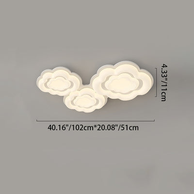 Modern Art Deco Clouds Cream PE Iron LED Flush Mount Ceiling Light For Living Room