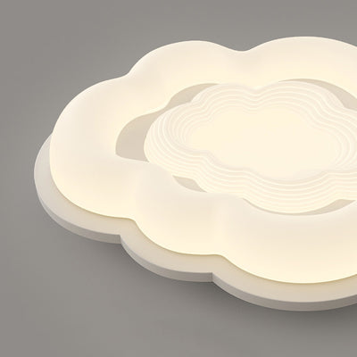 Modern Art Deco Clouds Cream PE Iron LED Flush Mount Ceiling Light For Living Room