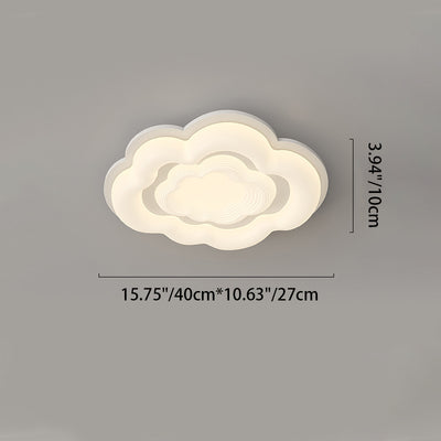 Modern Art Deco Clouds Cream PE Iron LED Flush Mount Ceiling Light For Living Room