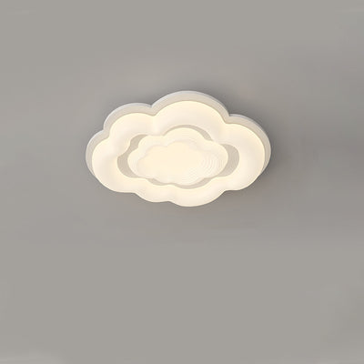 Modern Art Deco Clouds Cream PE Iron LED Flush Mount Ceiling Light For Living Room