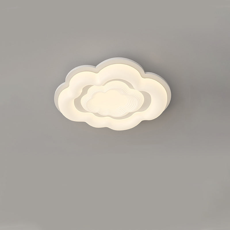 Modern Art Deco Clouds Cream PE Iron LED Flush Mount Ceiling Light For Living Room