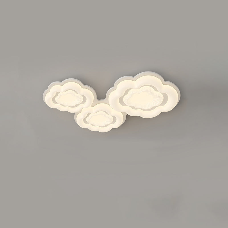 Modern Art Deco Clouds Cream PE Iron LED Flush Mount Ceiling Light For Living Room