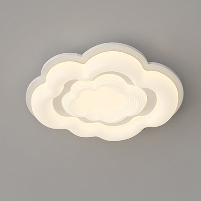 Modern Art Deco Clouds Cream PE Iron LED Flush Mount Ceiling Light For Living Room