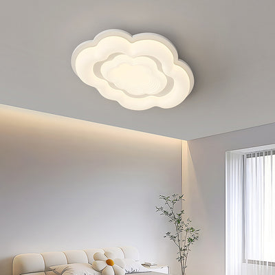 Modern Art Deco Clouds Cream PE Iron LED Flush Mount Ceiling Light For Living Room