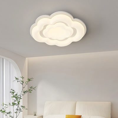 Modern Art Deco Clouds Cream PE Iron LED Flush Mount Ceiling Light For Living Room