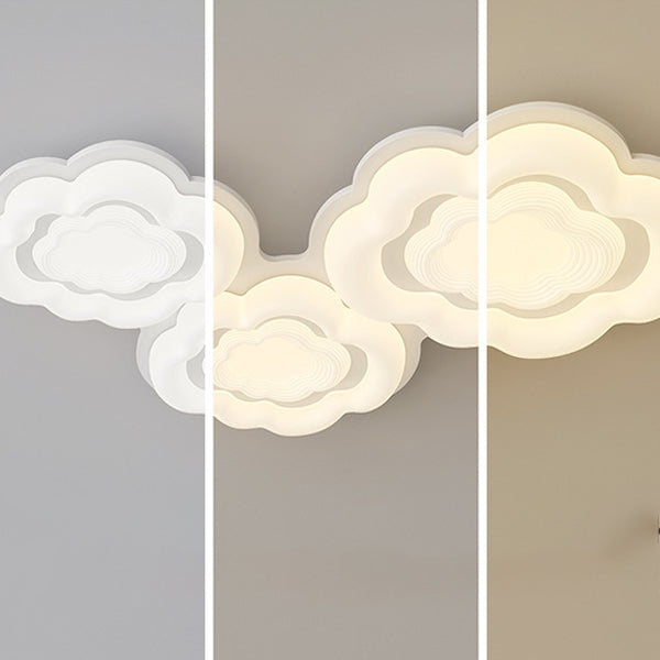 Modern Art Deco Clouds Cream PE Iron LED Flush Mount Ceiling Light For Living Room